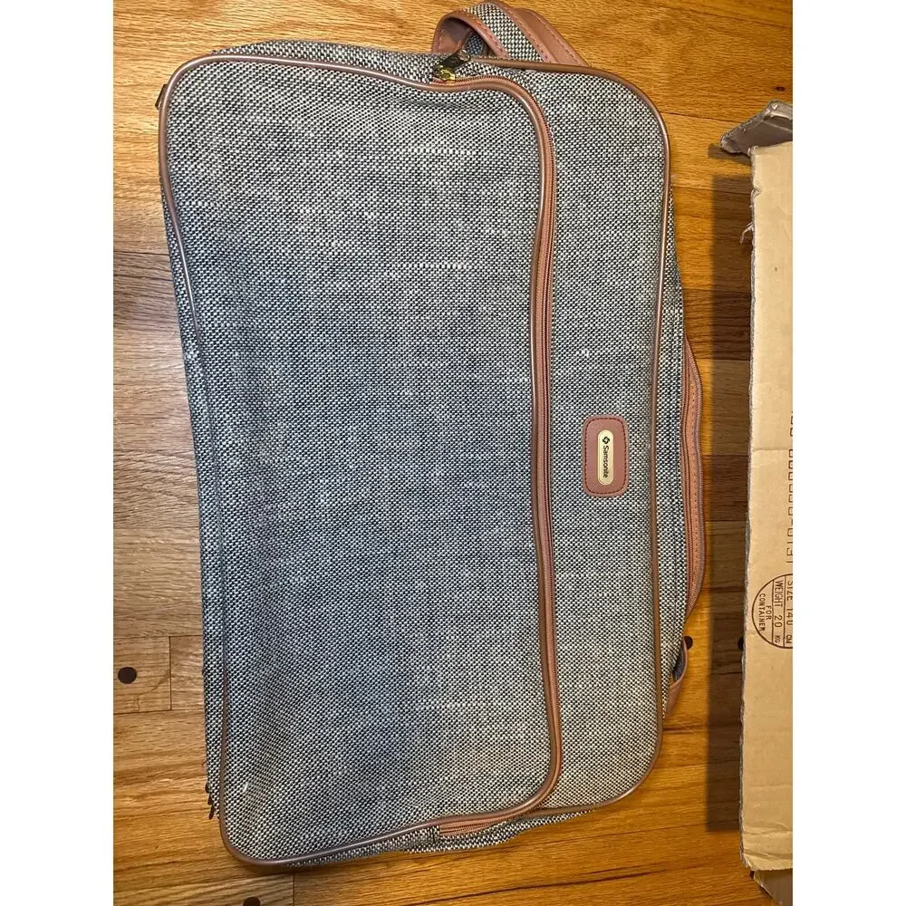 Vtg Samsonite Tweed Suitcase Special Collection Luggage Travel Case 14” in